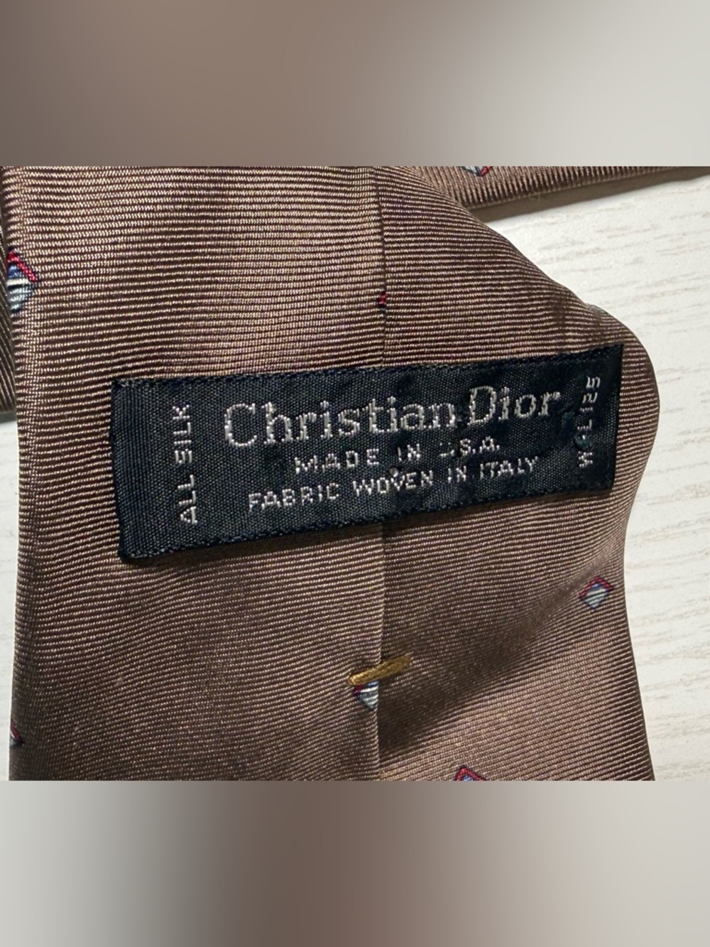 Dior Brown Tie with Tiny Geometric Dots 100% silk - Picture 4 of 4